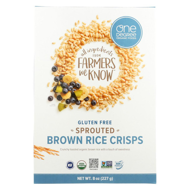 One Degree Organic Foods Sprouted Brown Rice - Crisps Cereal - Case of 6 - 8 oz.