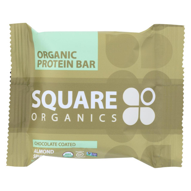 Squarebar Organic Protein Bar - Chocolate Coated Almond Spice - 1.7 oz - Case of 12