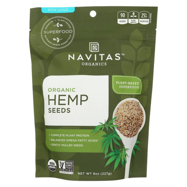 Navitas Naturals Hemp Seeds - Organic - Shelled - 8 oz - case of 12