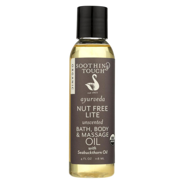 Soothing Touch Bath Body and Massage Oil - Organic - Ayurveda - Nut Free Lite - Unscented - 4 oz