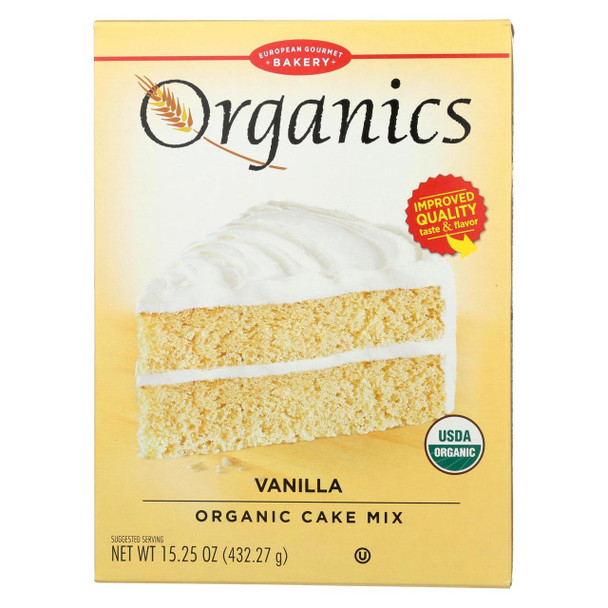 European Gourmet Bakery Organic Vanilla Cake Mix - Vanilla Cake Mix - Case of 12 - 15.25 oz.
