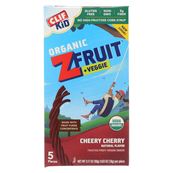 Clif Bar Organic Kid Zfruit Plus Veggie - Cheery Cherry - Case of 6 - 0.7 oz.