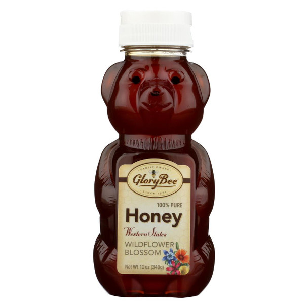 Glorybee Honey - Wildflower Honey Bear - Case of 6 - 12 fl oz.