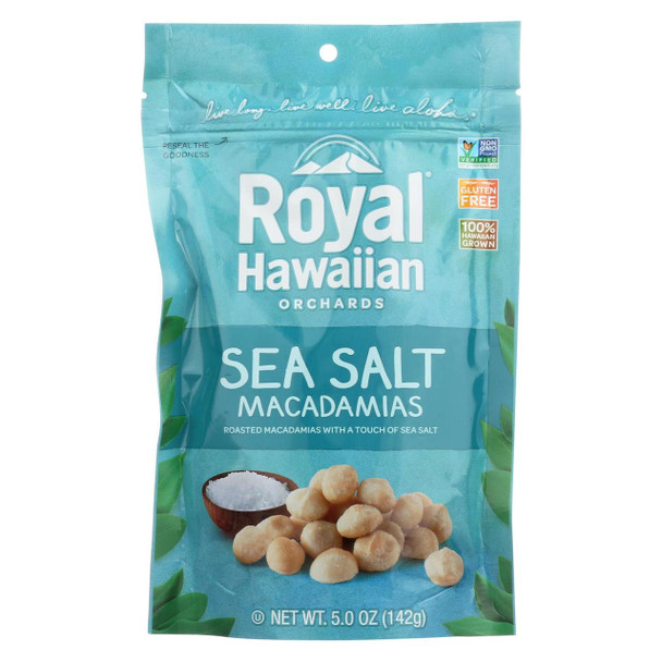 Royal Hawaiian Orchards Macadamias - Sea Salt - Case of 6 - 5 oz.