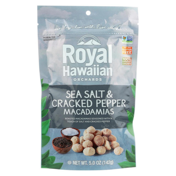 Royal Hawaiian Orchards Macadamias - Sea Salt and Cracked Pepper - Case of 6 - 5 oz.