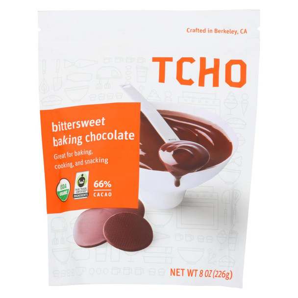Tcho Chocolate Organic Dark Chocolate Baking Drops - 66 Percent Cacao - Case of 12 - 8 oz.