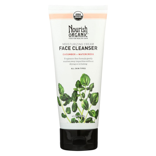 Nourish Organic Face Cleanser - Moisturizing Cream Cucumber and Watercress - 6 oz