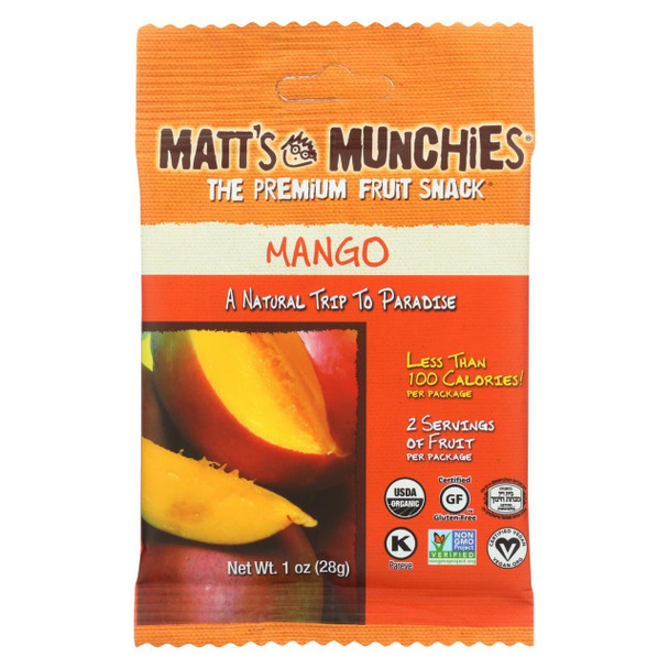 Matt's Munchies Organic Mango Fruit Snack - Case of 12 - 1 oz.