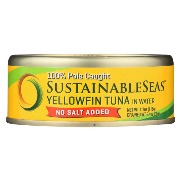 Sustainable Seas Yellowfin Tuna in Water - No Salt Added - Case of 12 - 4.1 oz.