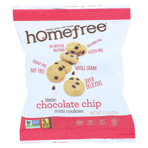Homefree - Gluten Free Mini Cookies - Chocolate Chip - Case of 10 - 1.1 oz.