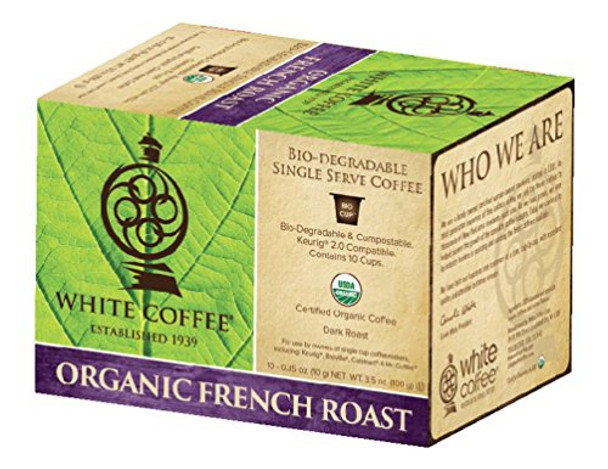 White Coffee Single Serve Coffee - French Roast - Case of 4 - 10 Count