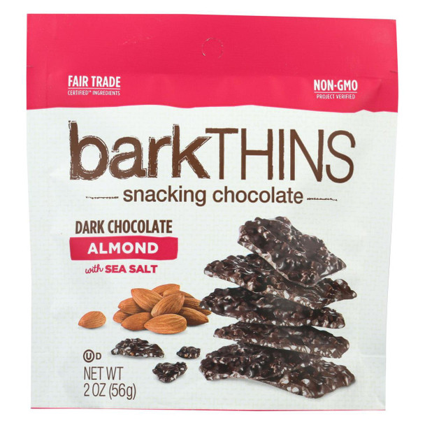 Bark Thins Snacking Dark Chocolate - Almond with Sea Salt - Case of 24 - 2 oz.