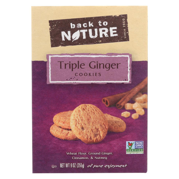 Back To Nature Triple Ginger Cookies - Case of 12 - 9 oz.