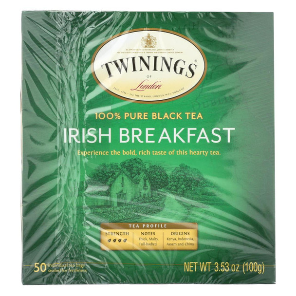 Twinings Tea Breakfast Tea - Irish Black - Case of 6 - 50 Bags