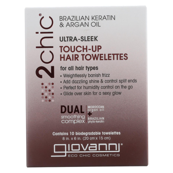 Giovanni Hair Care Products Touch Up Hair Towelette - 2Chic Ultra Sleek - 10 ct