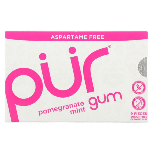 Pur Gum - Pomegranate Mint - Aspartame Free - 9 Pieces - 12.6 g - Case of 12