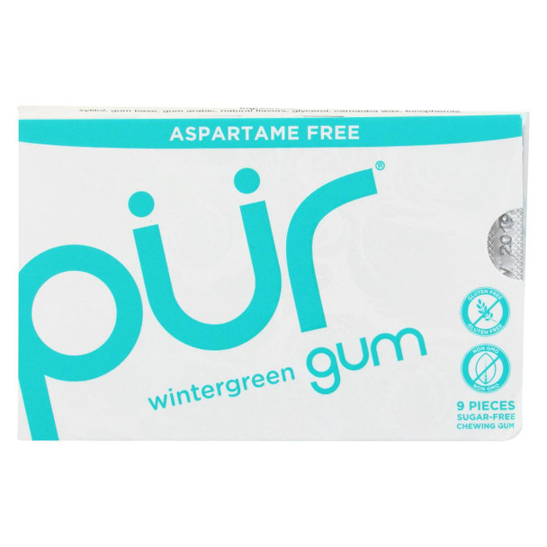 Pur Gum - Wintergreen - Aspartame Free - 9 Pieces - 12.6 g - Case of 12