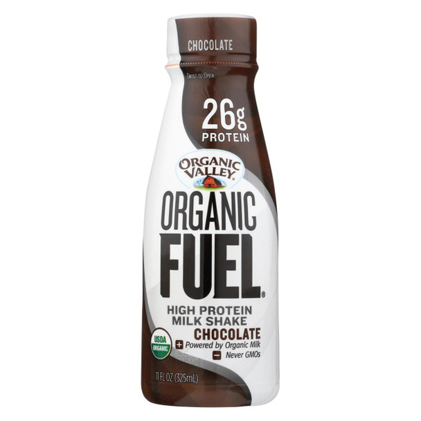 Organic Valley Fuel Milk Protien Shake - Chocoloate - Case of 12 - 11oz Bottle