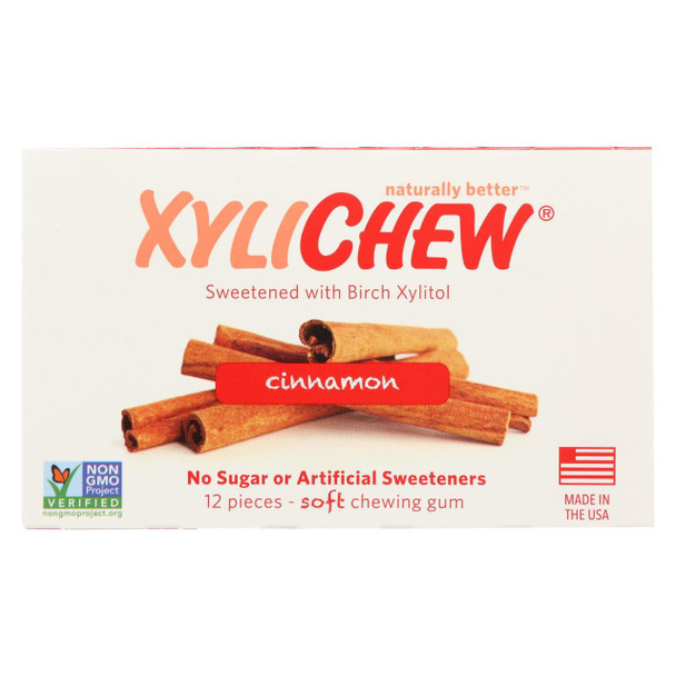 Xylichew Gum - Cinnamon - Counter Display - 12 Pieces - 1 Case