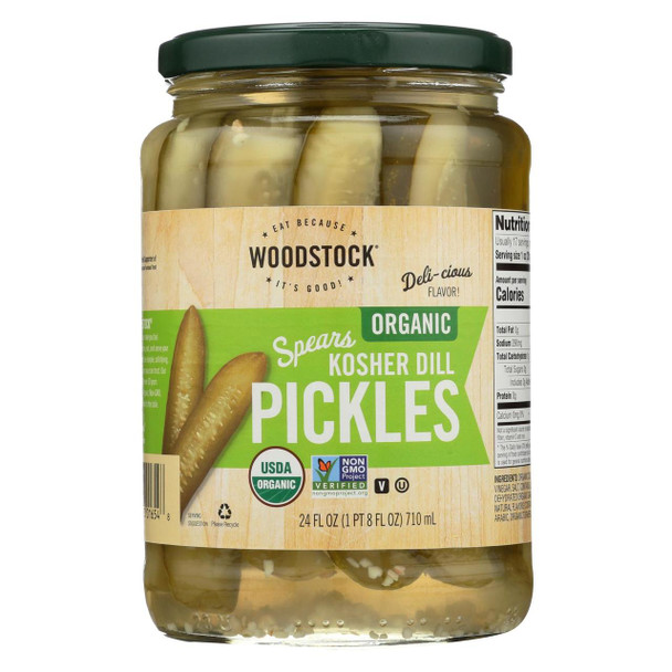 Woodstock Organic Kosher Dill Pickle Spears - Case of 6 - 24 FZ