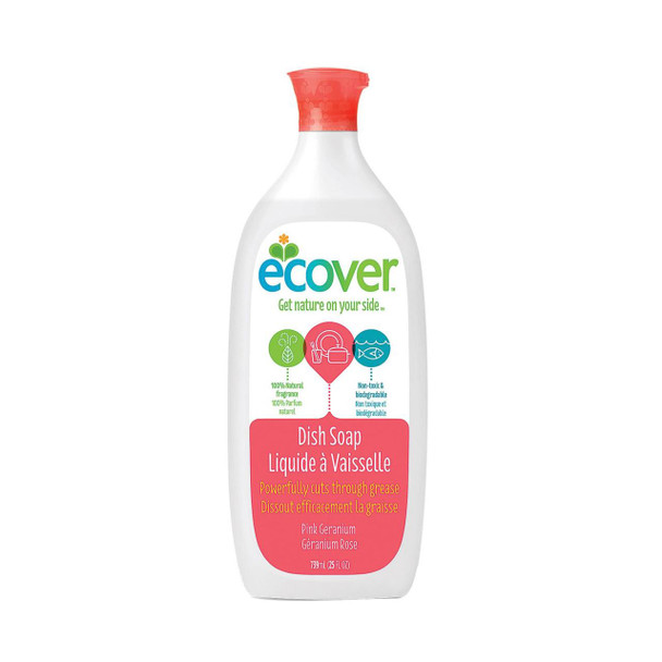 Ecover Liquid Dish Soap - Pink Geranium - Case of 6 - 25 FL oz.