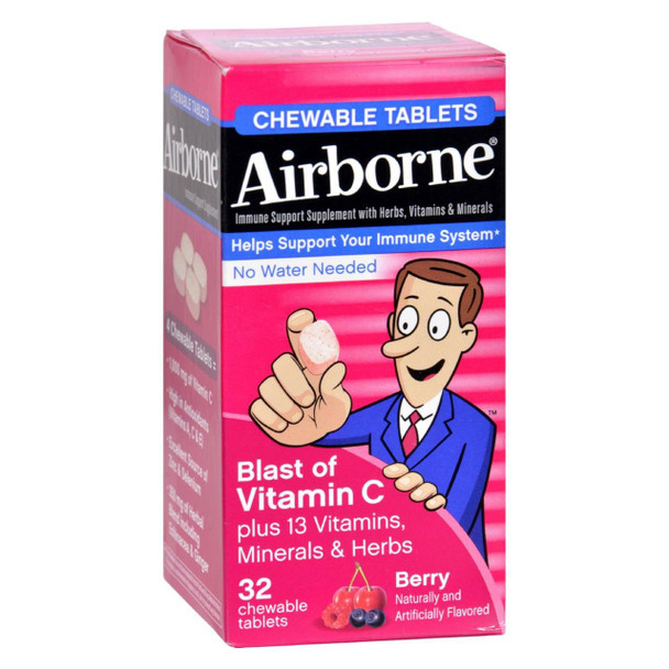 Airborne Chewable Tablets with Vitamin C - Berry - 32 Tablets