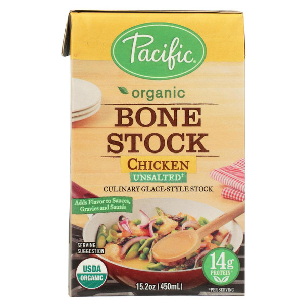 Pacific Natural Foods Bone Stock - Chicken Unsalted - Case of 12 - 15.2 Fl oz.
