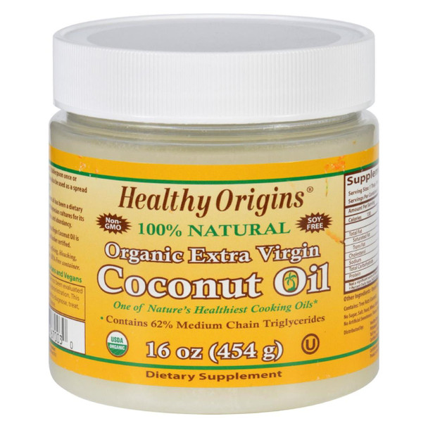 Healthy Origins Coconut Oil - Organic - Extra Virgin - 16 oz