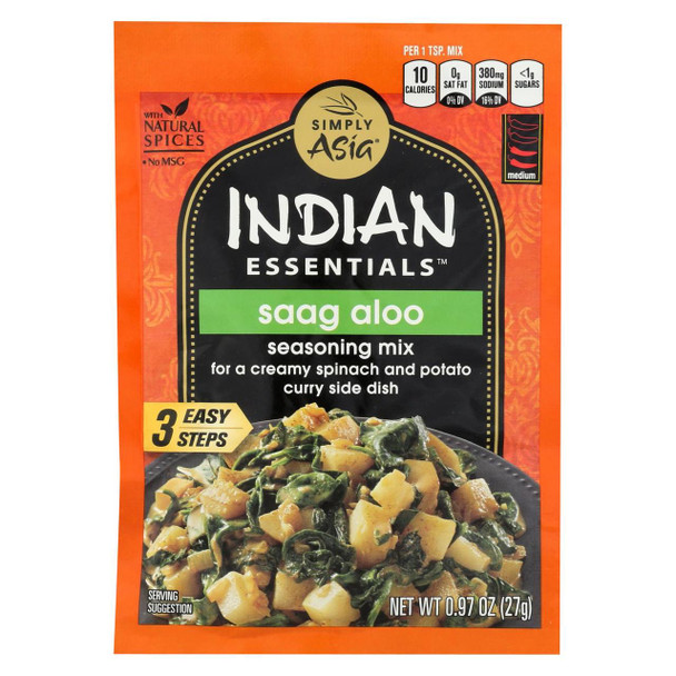 Simply Asia Indian Essentials Seasoning Mix - Saag Aloo - Case of 12 - 0.97 oz.