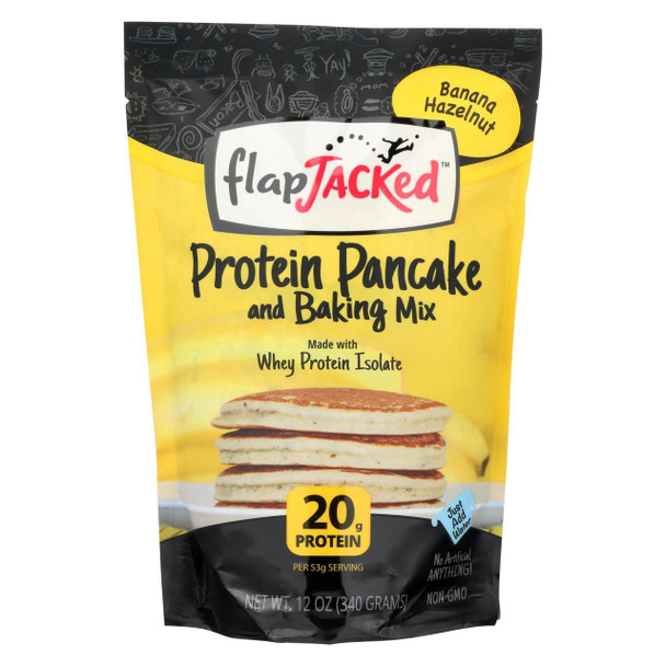 Flapjacked Protein Pancake - Banana Hazelnut Mix - Case of 6 - 12 oz.