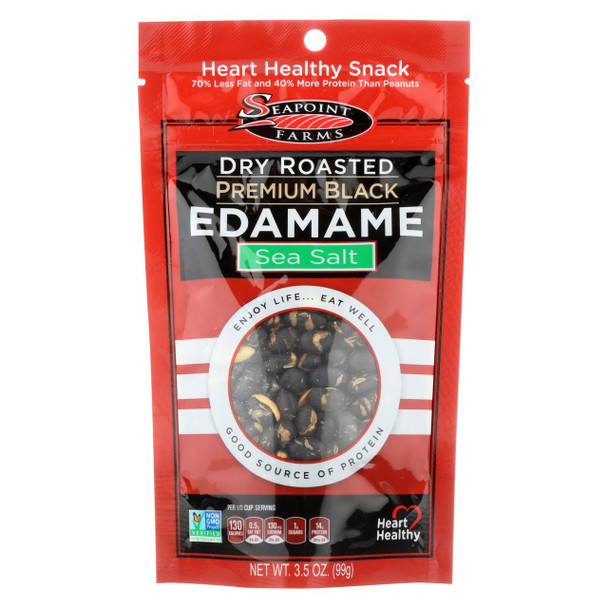 Seapoint Farms Dry Roasted Premium Black Edamame - Sea Salt - Case of 12 - 3.5 oz.