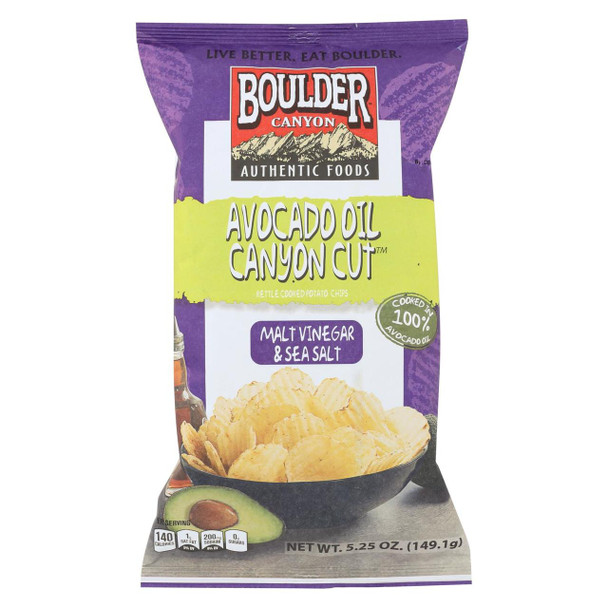 Boulder Canyon - Kettle Chips - Malt Vinegar and Sea Salt - Case of 12 - 5.25 oz.