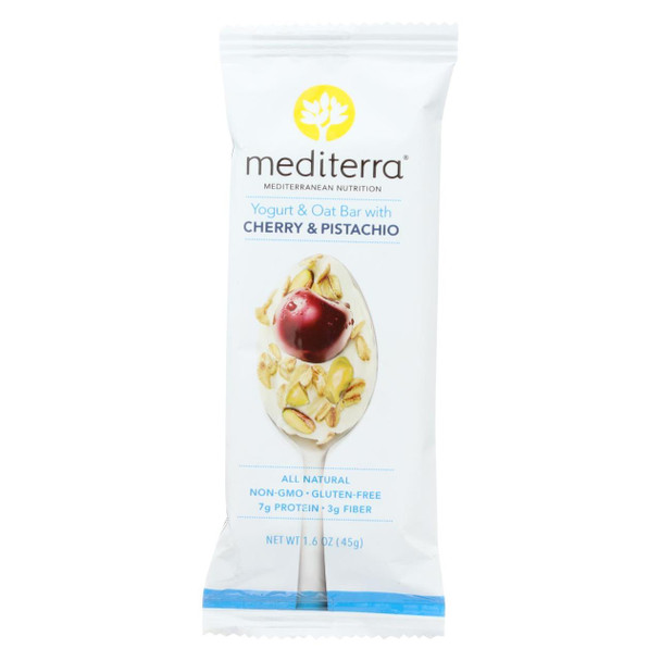 Mediterra Nutrition Yogurt and Oat Nutrition Bars - Cherry and Pistachio - 1.6 oz Bars - Case of 12