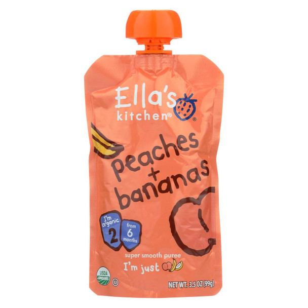 Ella's Kitchen Baby Food - Peaches Bananas - Case of 12 - 3.5 oz.