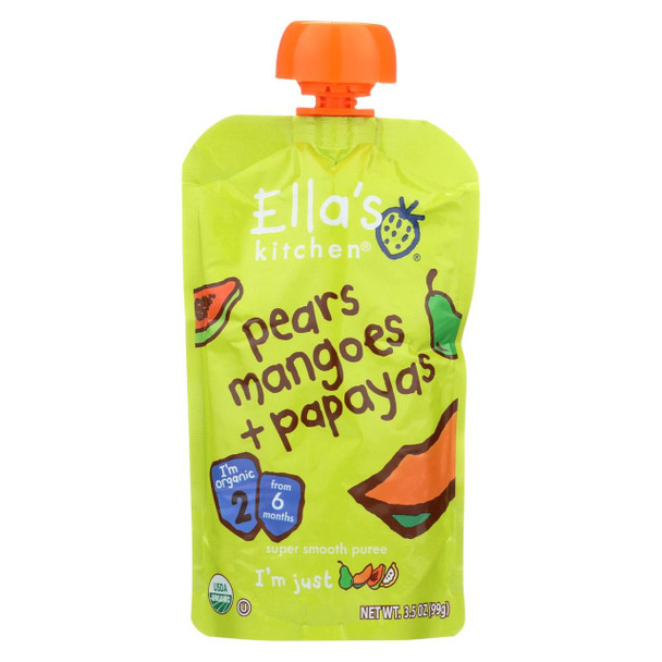 Ella's Kitchen Baby Food - Pears Mangoes Papayas - Case of 12 - 3.5 oz.