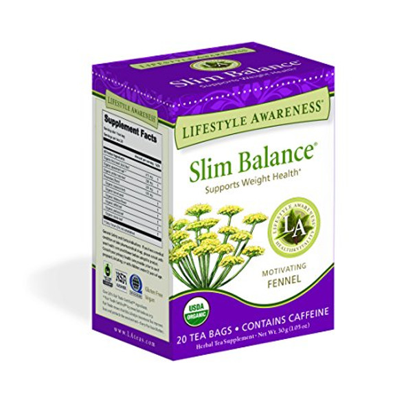 Lifestyle Awareness Slim Balance Herbal Tea - Motivating Fennel - Case of 6 - 20 Bags