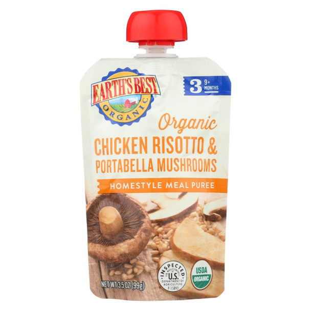 Earth's Best World Foods Chicken Risotto and Portabello Mushrooms Pouch - Case of 12 - 3.5 oz.