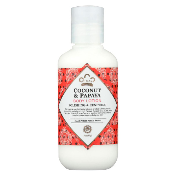 Nubian Heritage Body Lotion - Coconut and Papaya - 3 fl oz - 1 Case