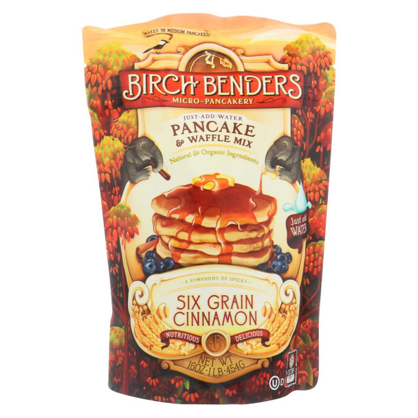 Birch Benders Pancake and Waffle Mix - Six Grain Cinnamon - Case of 6 - 16 oz.