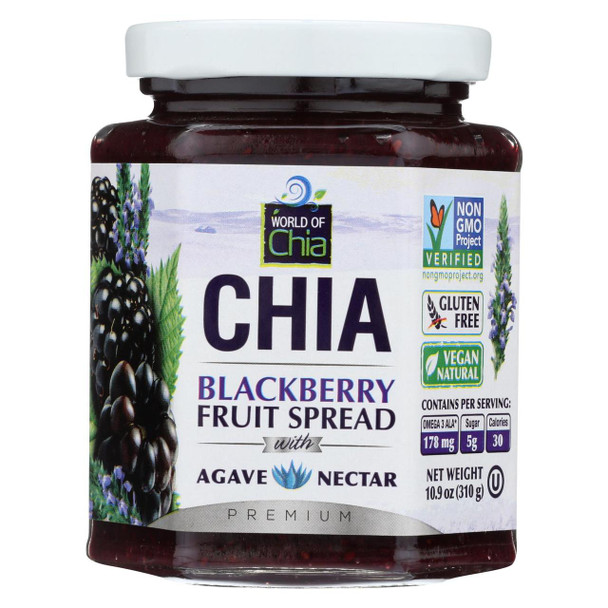 World of Chia  Blackberry Spread - Agave Syrup - Case of 12 - 10.9 oz.