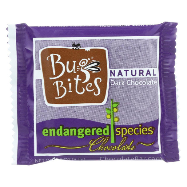 Endangered Species Natural Chocolate Bug Bites - Dark Chocolate - 72 Percent Cocoa - .35 oz - Case of 64