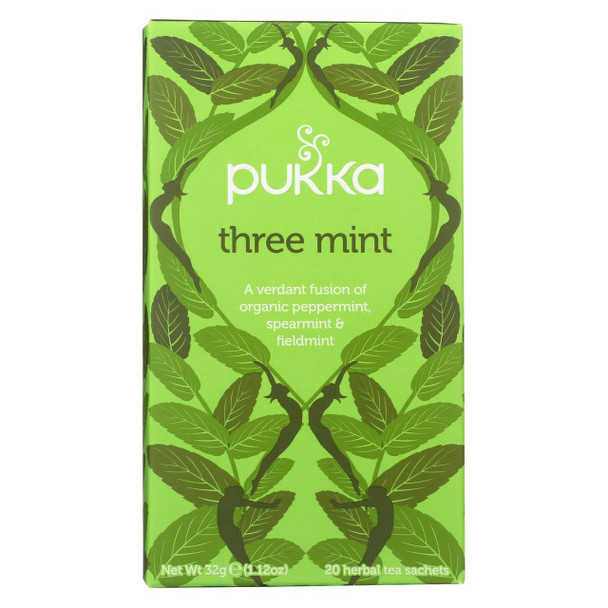 Pukka Herbal Teas Tea - Organic - Three Mint - 20 Bags - Case of 6