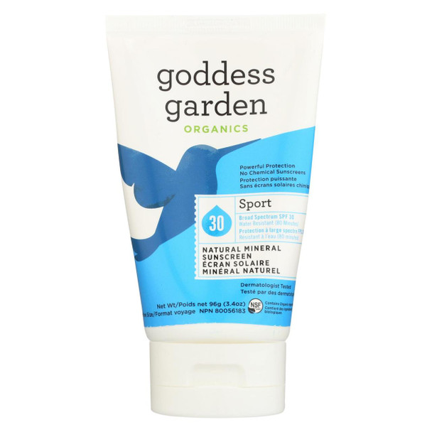 Goddess Garden Sunscreen - Natural - Sport - SPF 30 - Tube - 3.4 oz