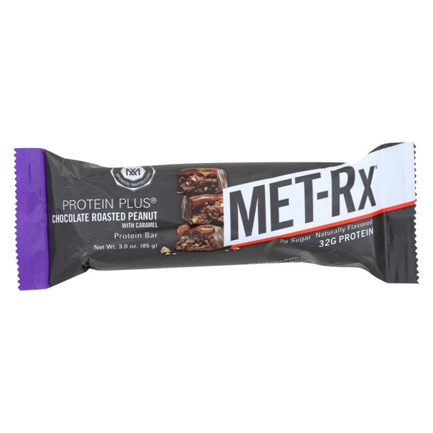 Met-Rx Protein Bar - Protein Plus - Chocolate Roasted Peanut with Caramel - 3 oz - Case of 9