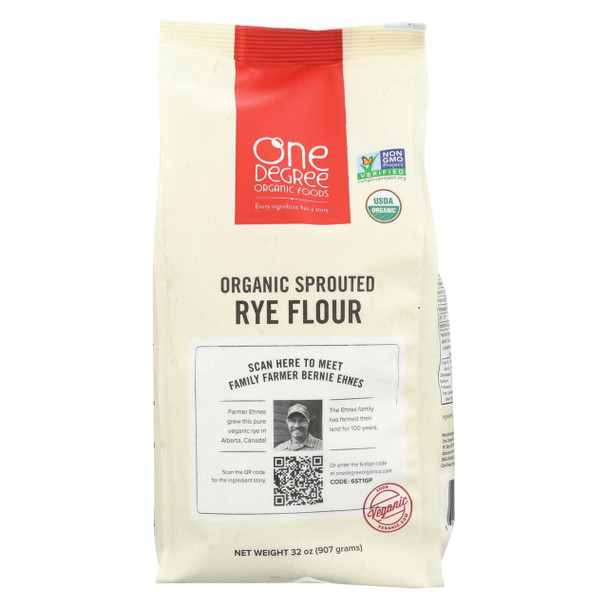 One Degree Organic Foods Organic Sprouted Rye Flour - Case of 6 - 32 oz.