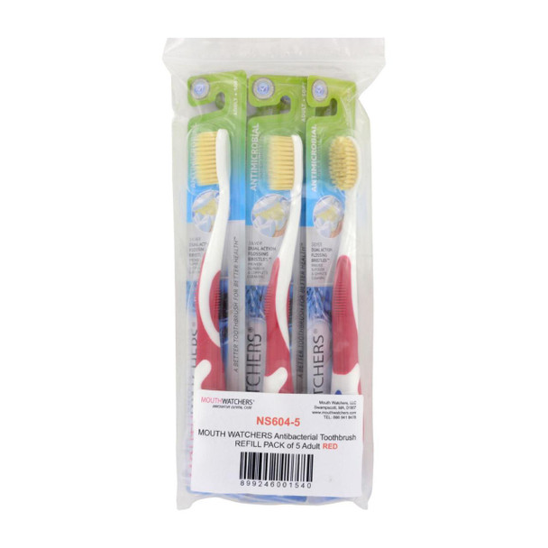 Mouth Watchers Toothbrush Refill - A B - Adult - Red - 1 Count - Case of 5