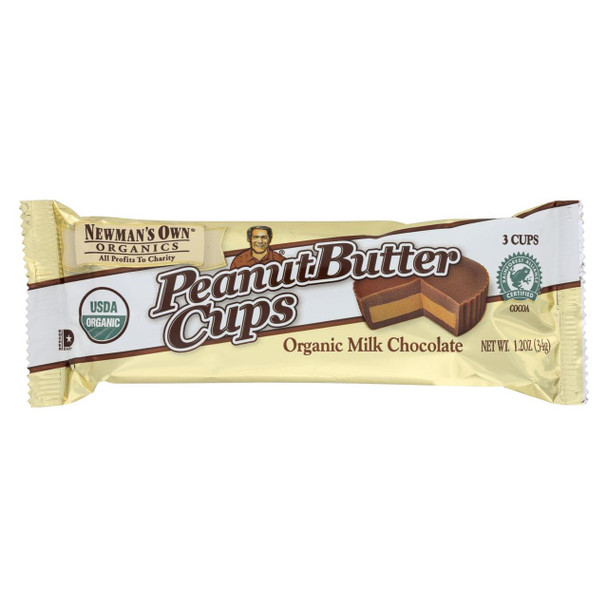 Newman's Own Organics Chocolate Cups - Peanut Butter - Organic Milk Chocolate - 1.2 oz - Case of 16