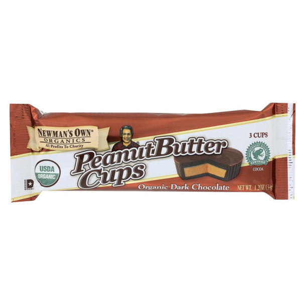 Newman's Own Organics Chocolate Cups - Peanut Butter - Organic Dark Chocolate - 1.2 oz - Case of 16