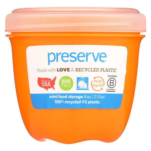 Preserve Food Storage Container - Round - Mini - Orange - 8 oz - 1 Count