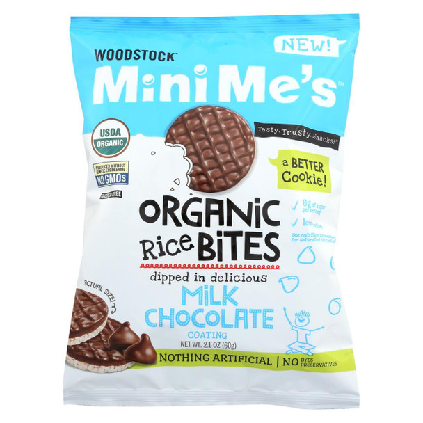 Woodstock Organic Milk Chocolate Rice Bites - Case of 8 - 2.1 OZ